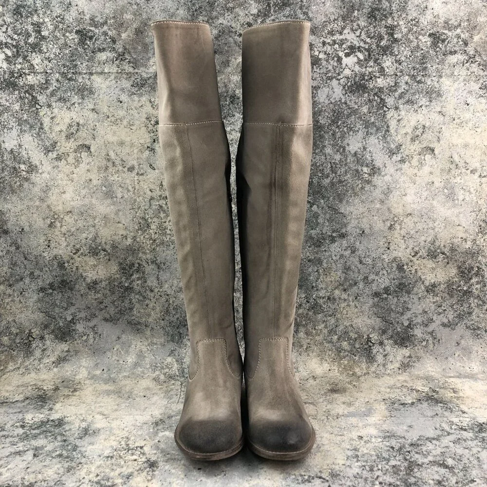 Diba True Women's Size 7 Rainy Nights Grey Suede Partial Side Zip Tall OTK Boots